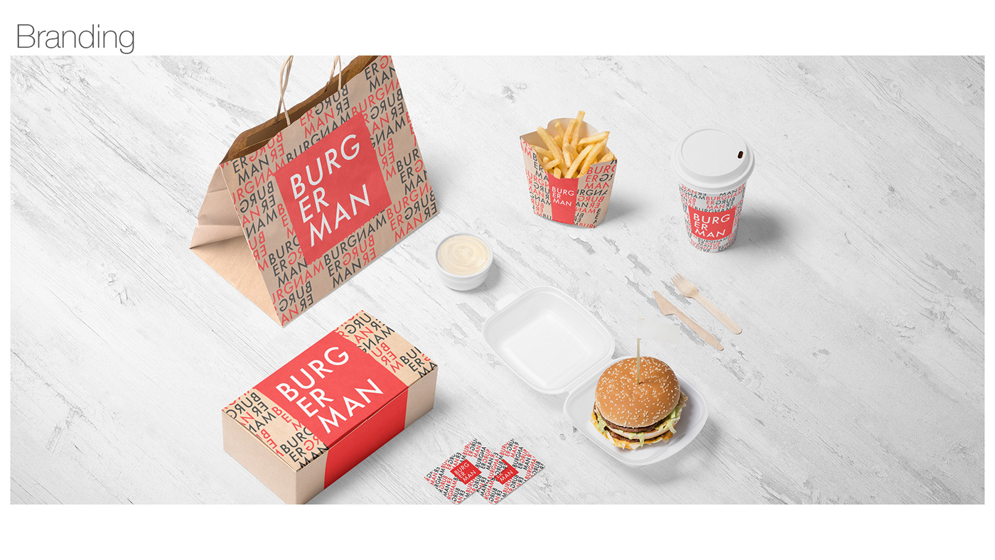 burger resturant design graphic design  branding  Rebrand red Food  Fries