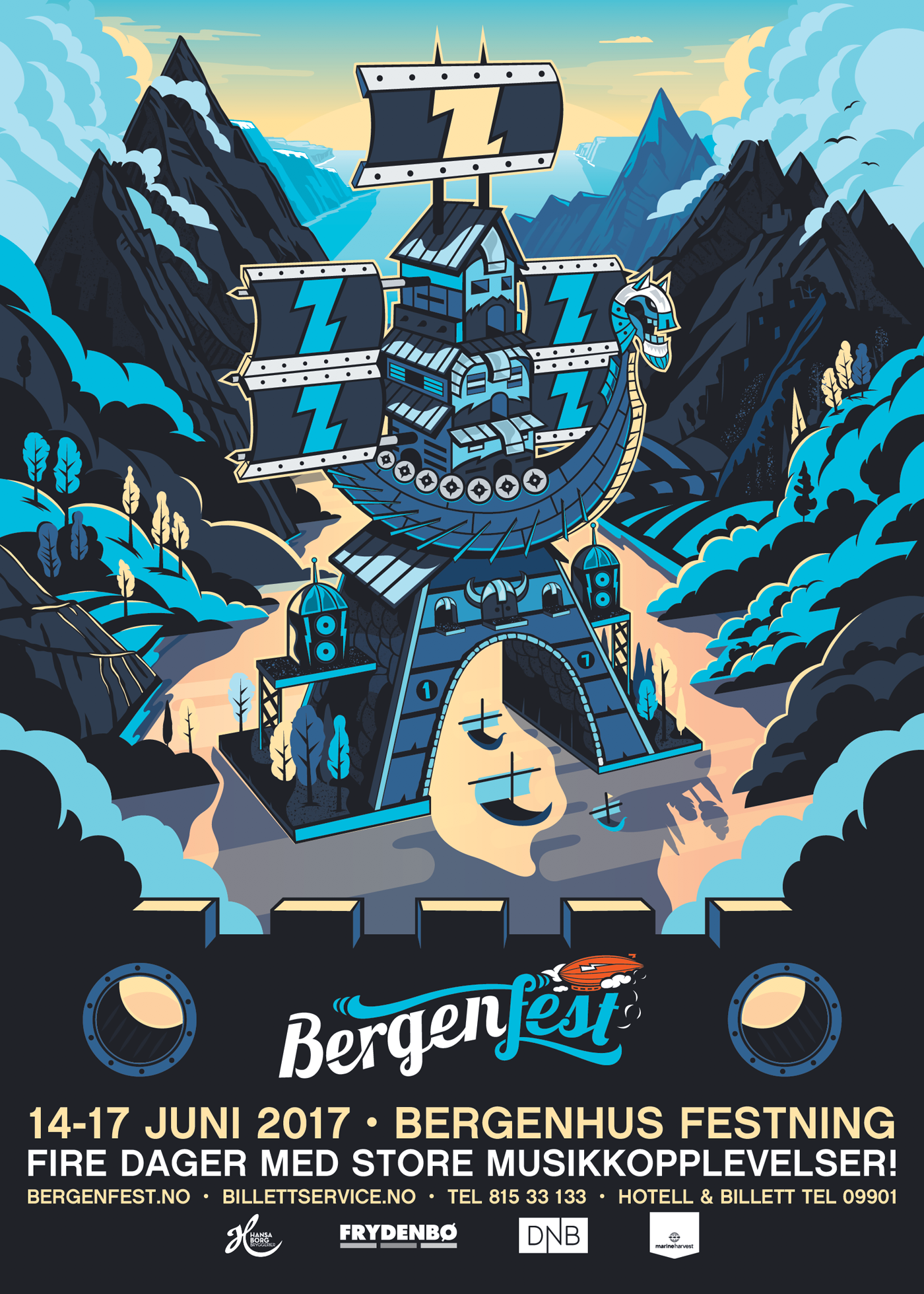 bergenfest Music Festival Space  rocket norway fjords Stage design ILLUSTRATION  adventure