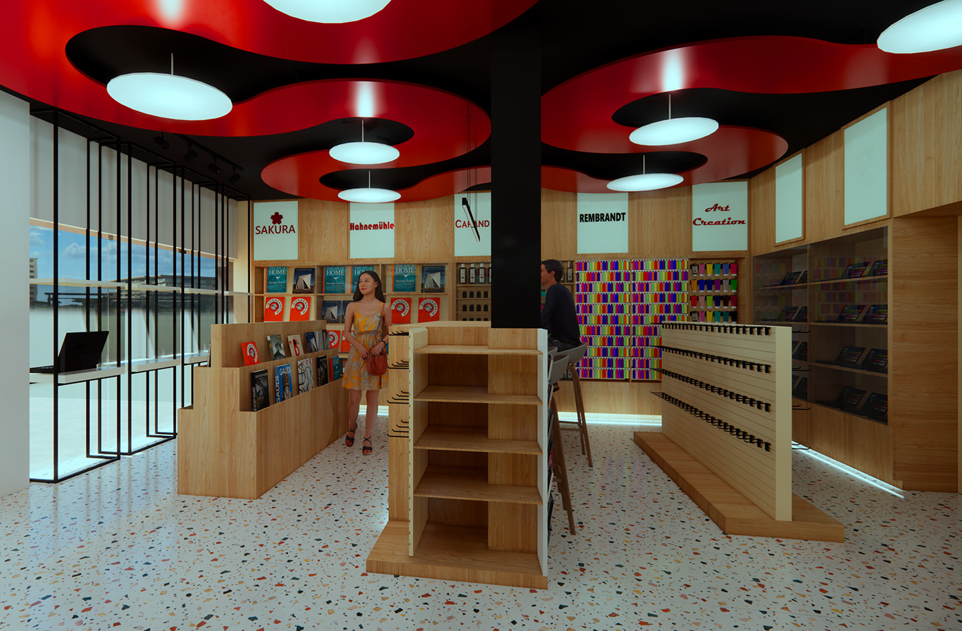 architecture arquitectura diseño interior interior design  Papeleria pintura Retail Retail design spondylus tienda
