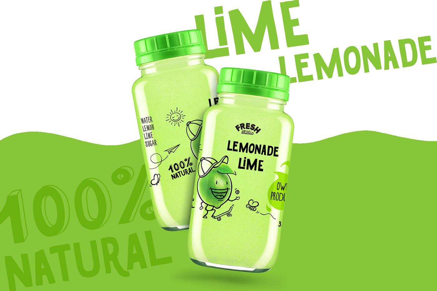 Label drink lemonade bottle fresh typography   beverage juice ILLUSTRATION  cartoon character
