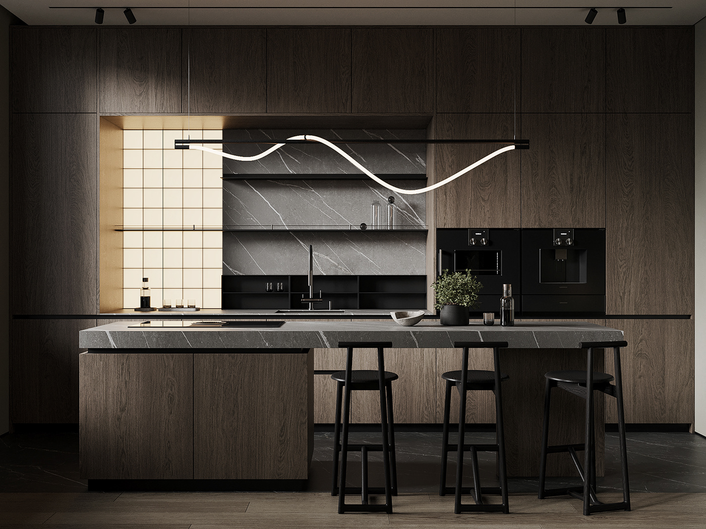 Interior interior design  modern 3ds max corona visualization kitchen living room CGI design