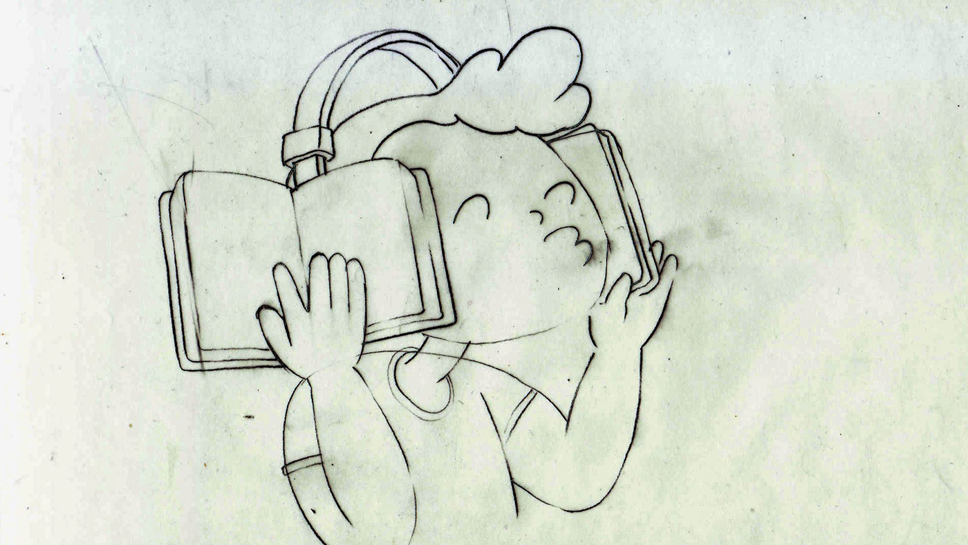 audiobook sound minimal vector Icon cute cartoon flat boy book
