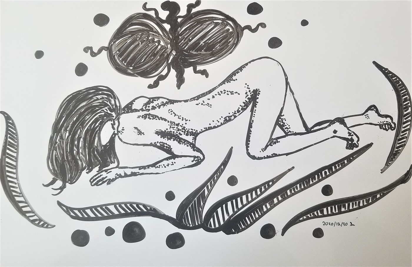 art body Drawing  dry erase female Marker music Patterns romance video