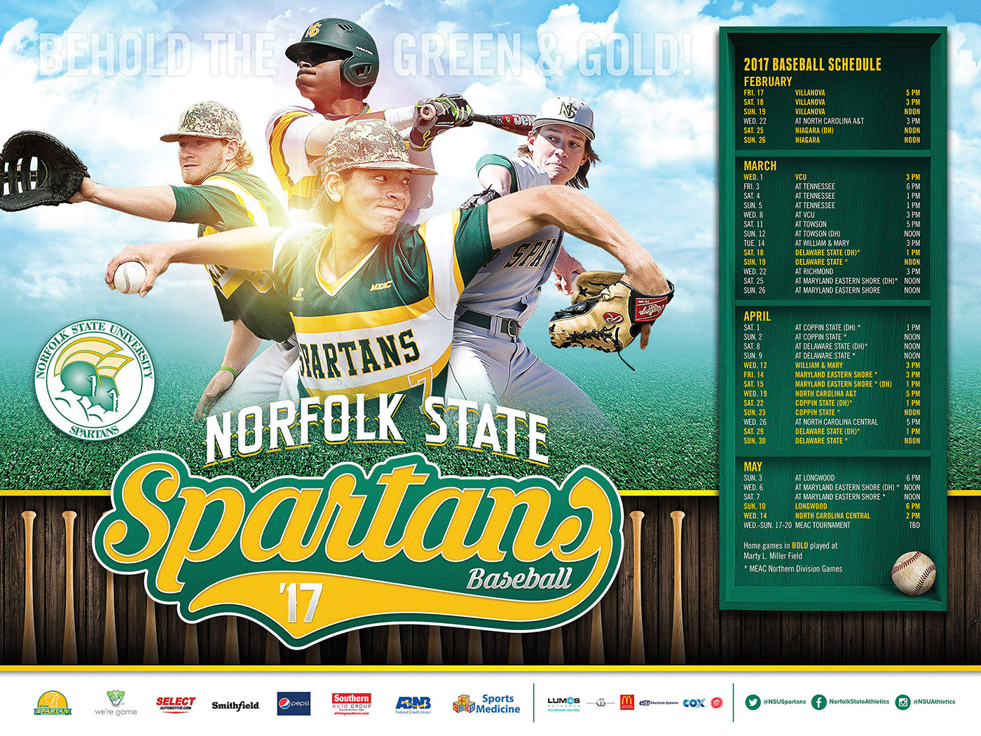 poster green gold spartans baseball sports