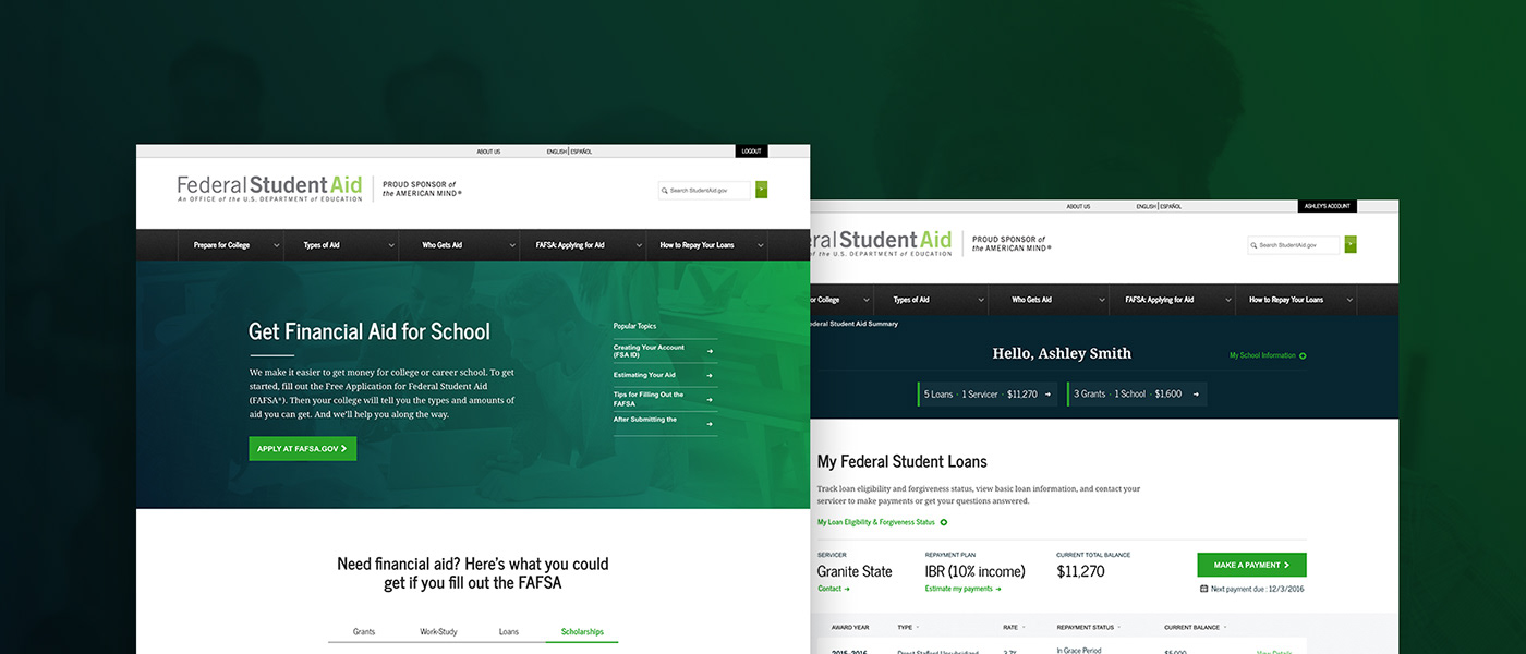 financial aid student aid loans grants Web Design  Students parents Federal Government