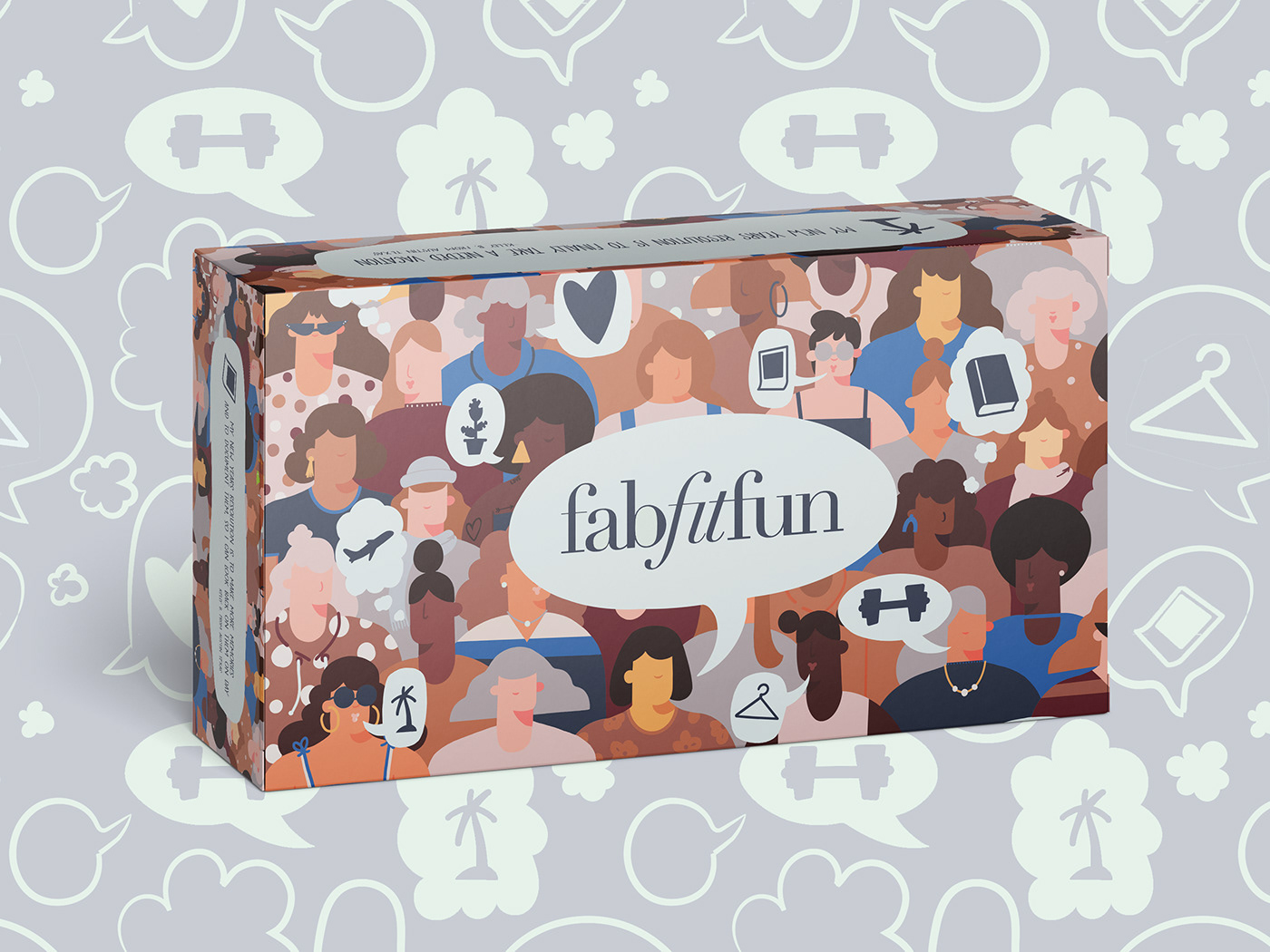 FabFitFun. packaging. pattern. People. New Years. resolutions. icons. Branding. diversity. winter.