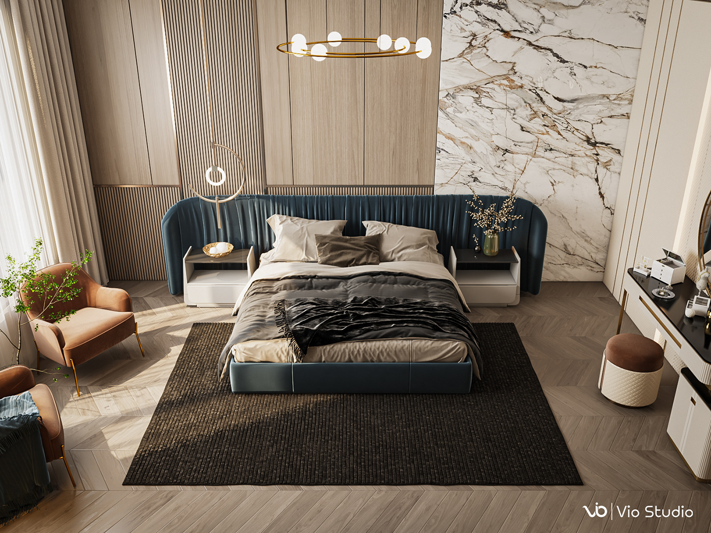 3D bedroom design dressing Interior modern UAE Villa visual interior design 