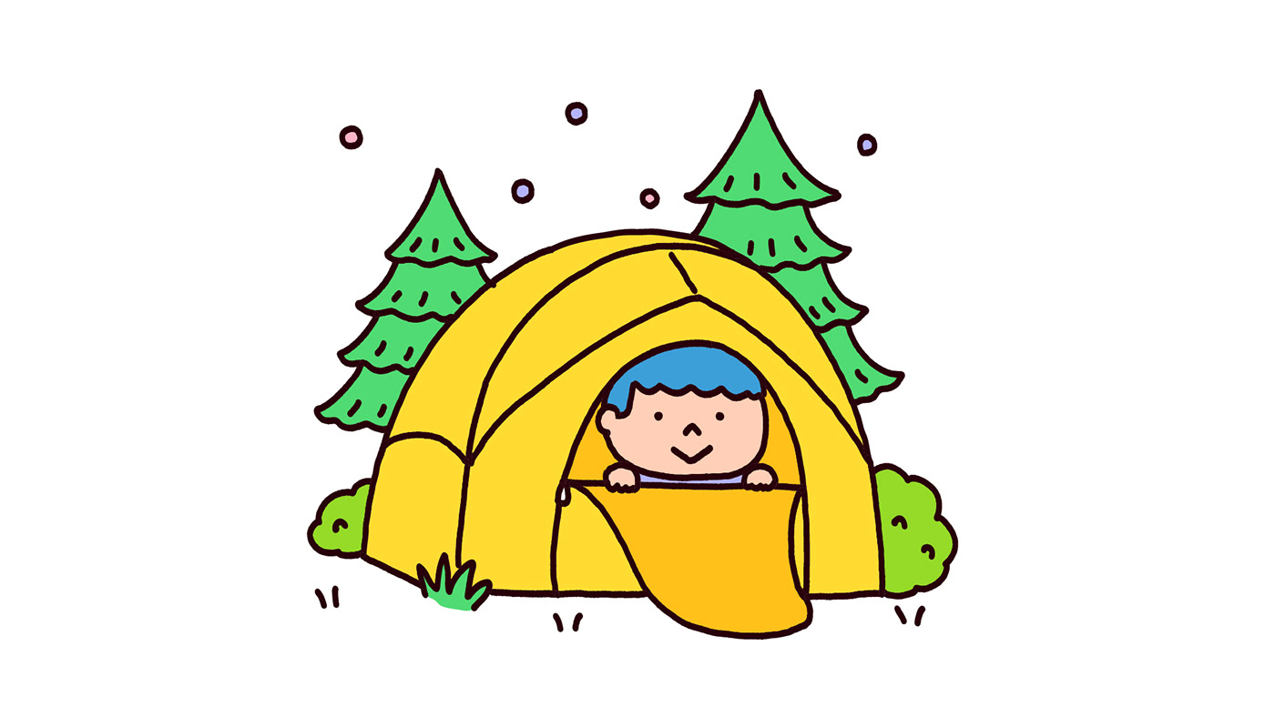 activity camping Character cute design Food  happy Icon ILLUSTRATION  pastel
