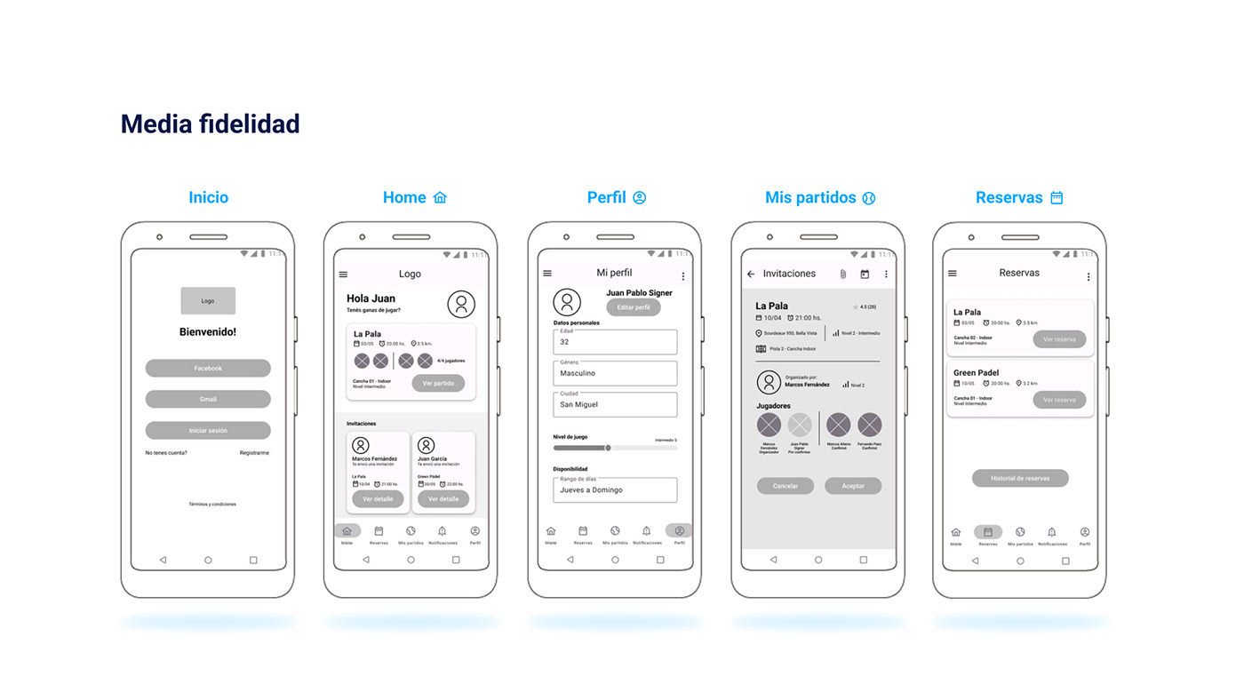 app design diseño UX UI Figma Mobile app Padel sport UI/UX user experience UX-UI Design UI