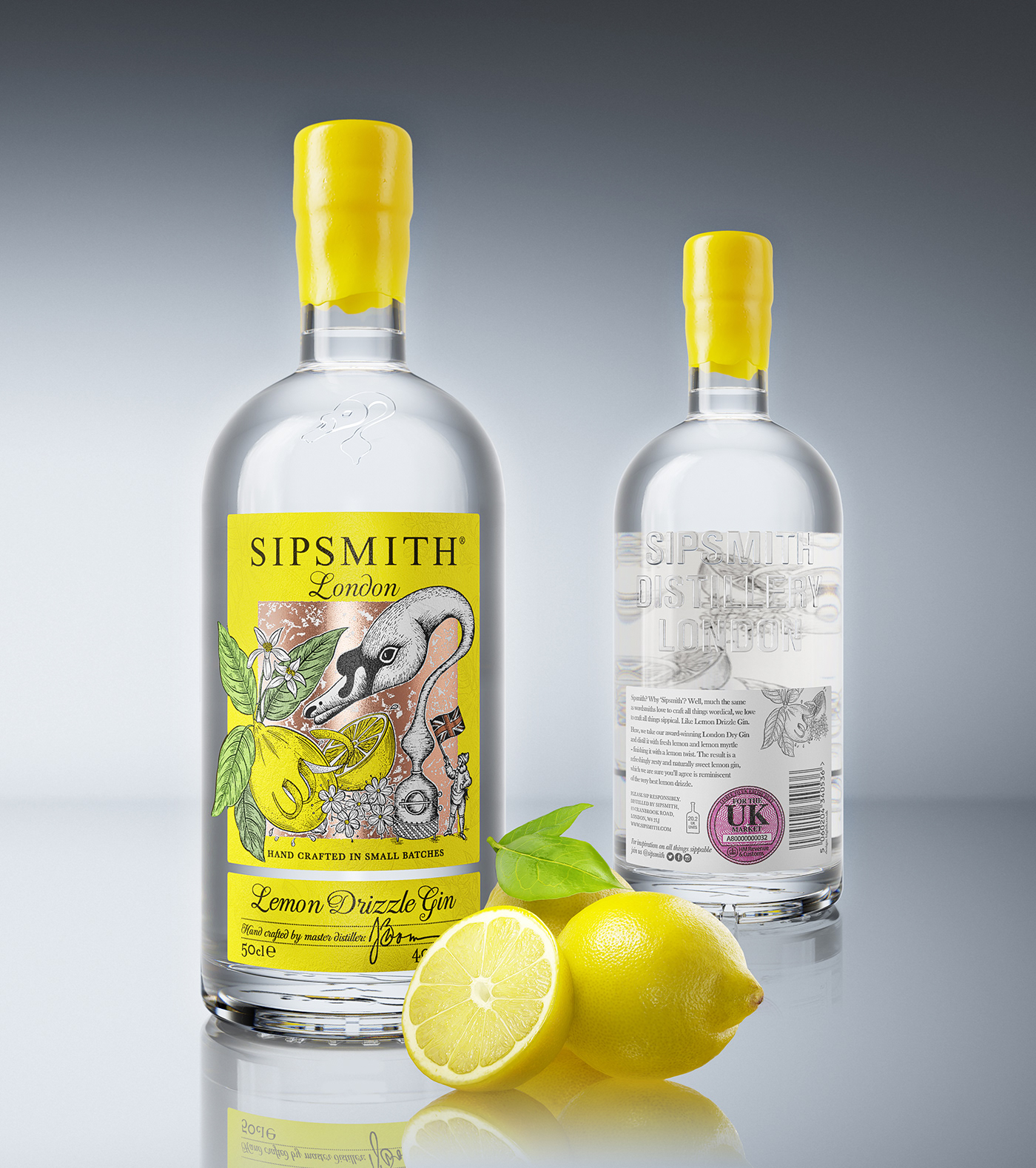 CGI 3D gin lemons beverages alcohol drinks photorealistic rendering 3D Gin Bottle