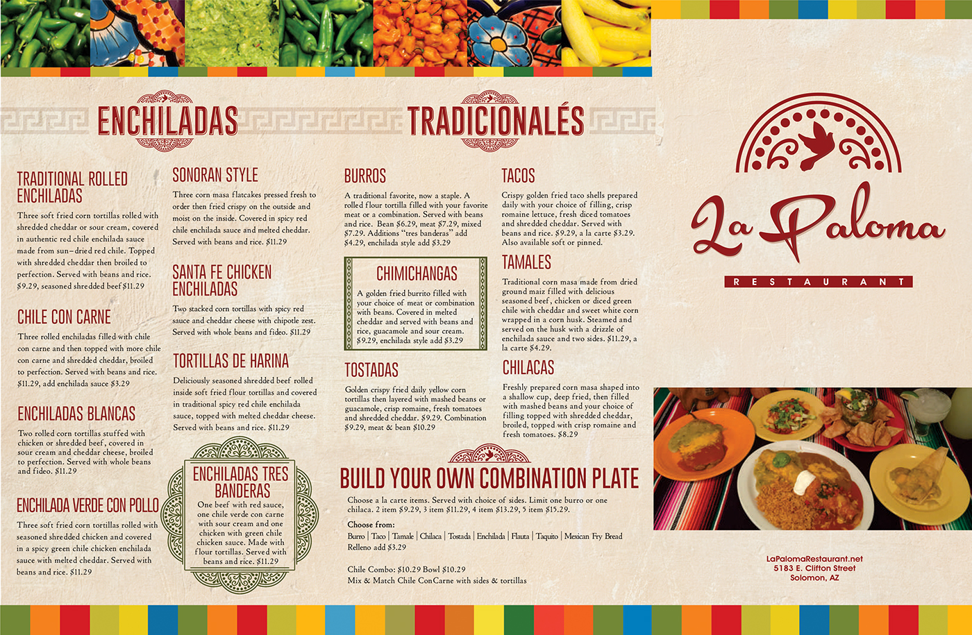 menu design la paloma mexican restaurant on behance