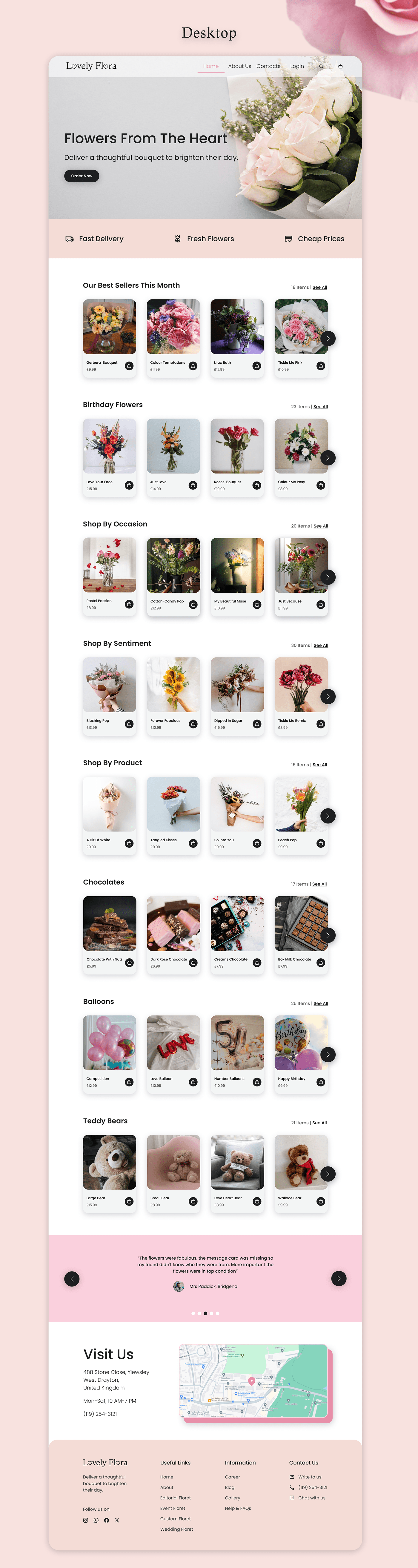 Flowers shop redesign Flower Shop Website Website Design light theme Figma Web Design 