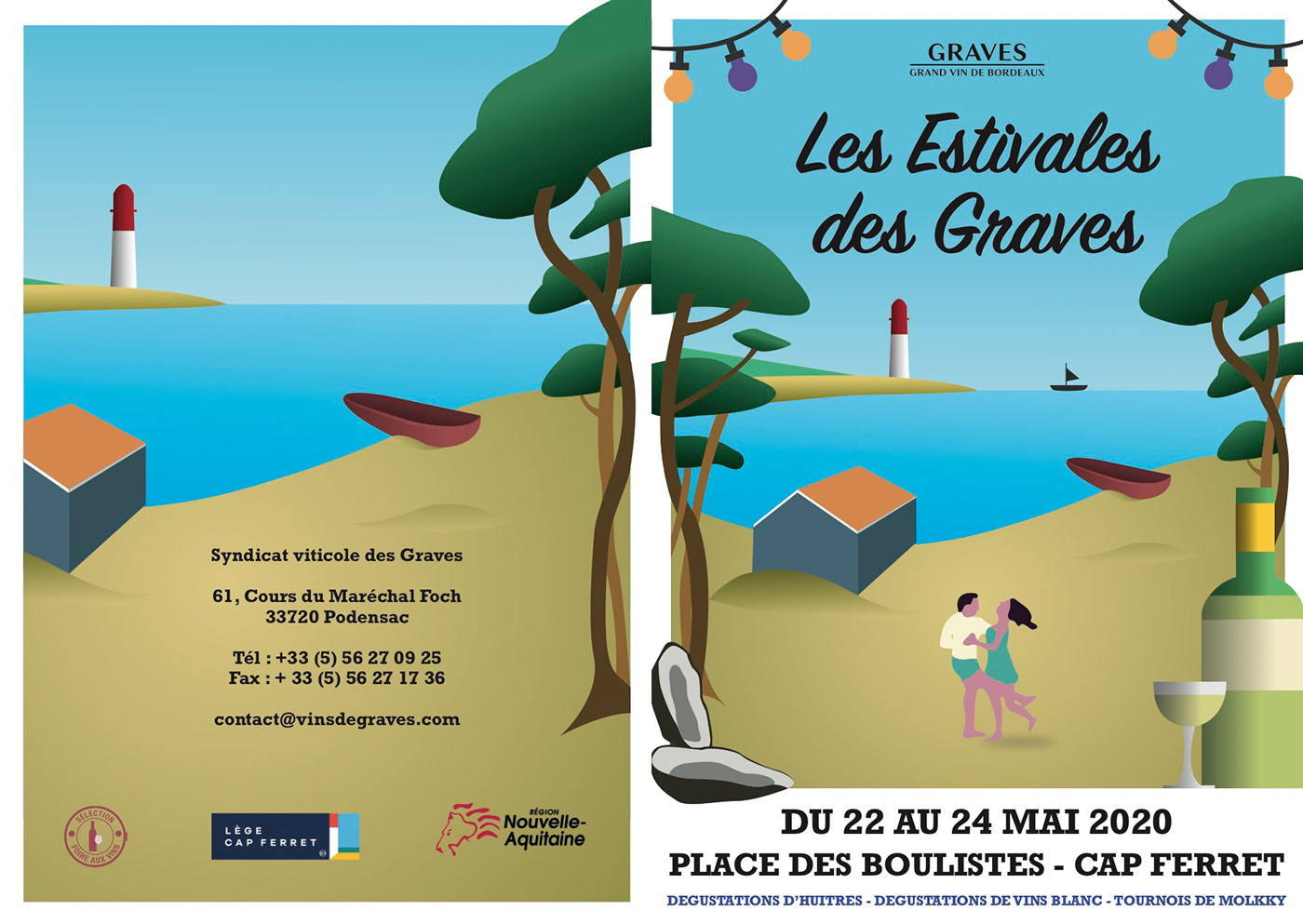 graphic design  Event Poster Event leaflet wine beach summer poster vin Illustrator