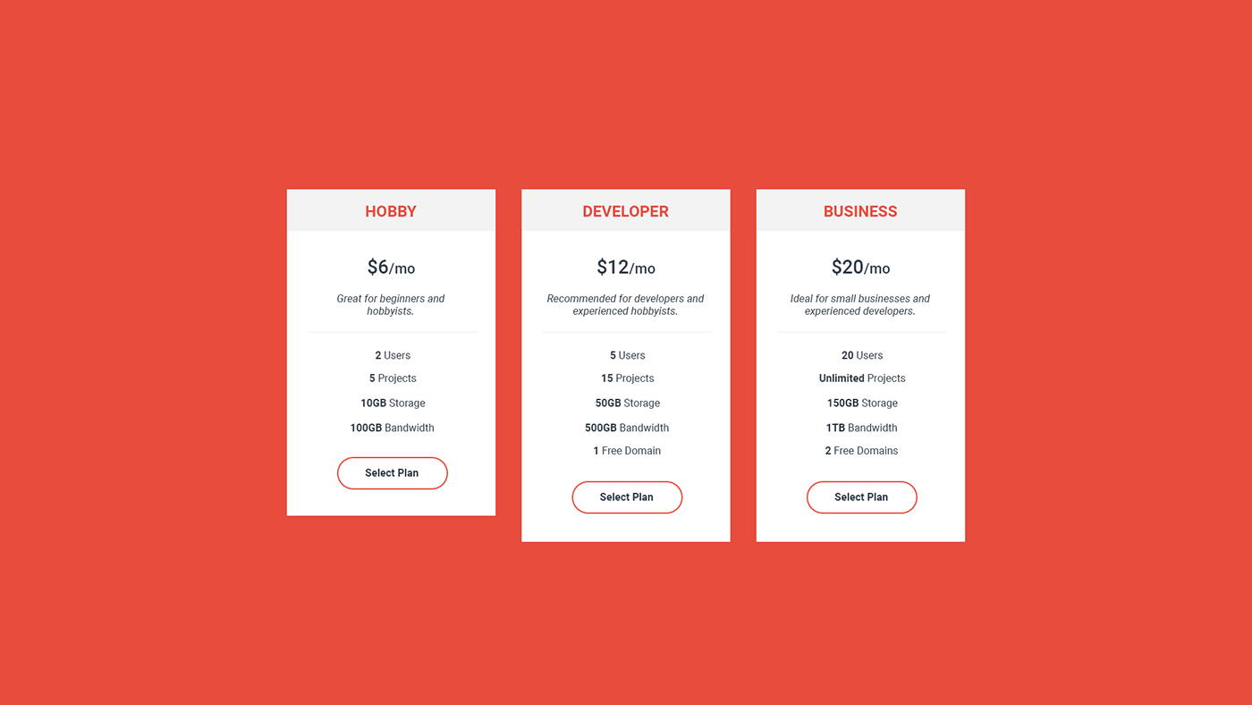 pricing table Pricing Web Web Design 