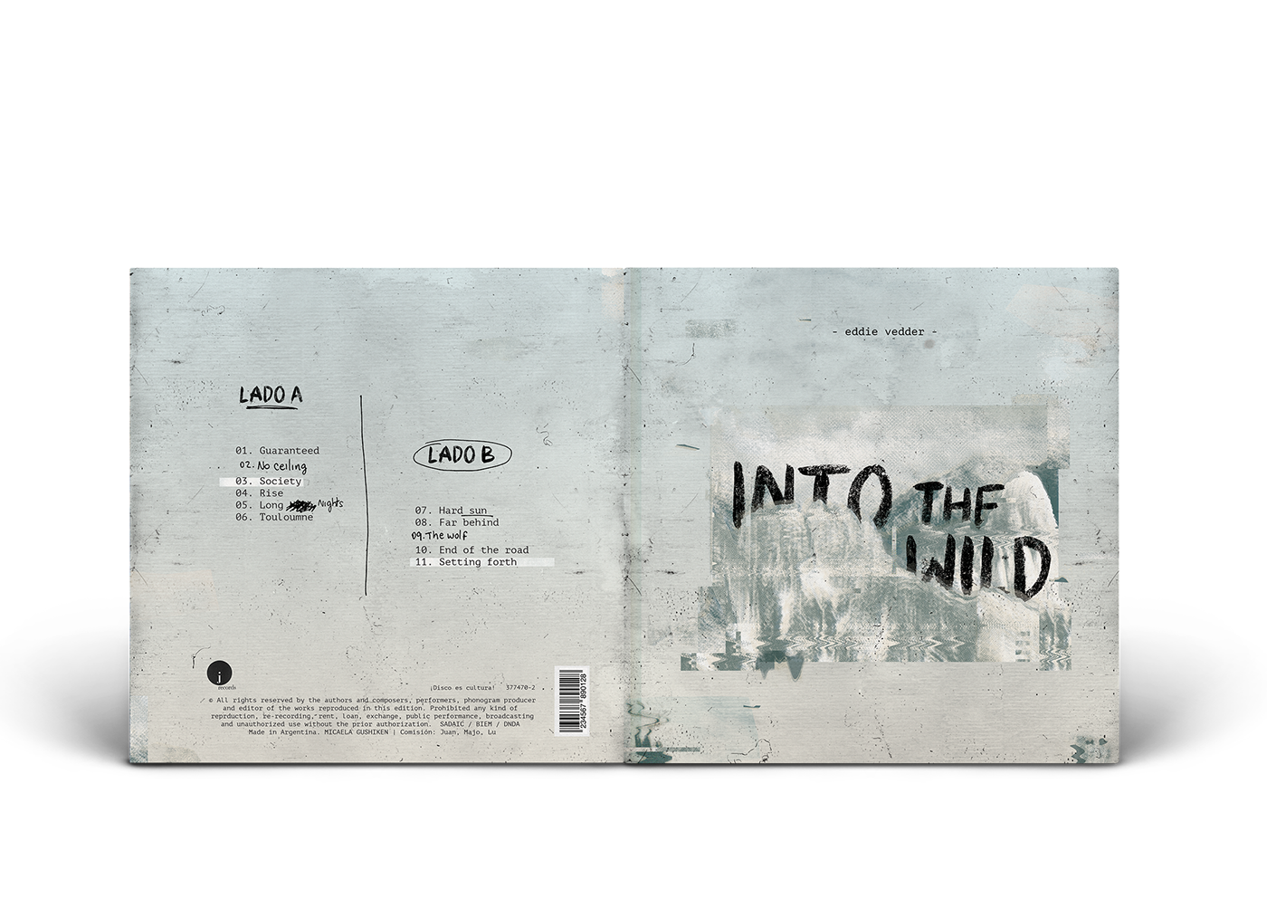 typography   vinyl design graphic design  into the wild eddie vedder Vinyl Cover vinyl record