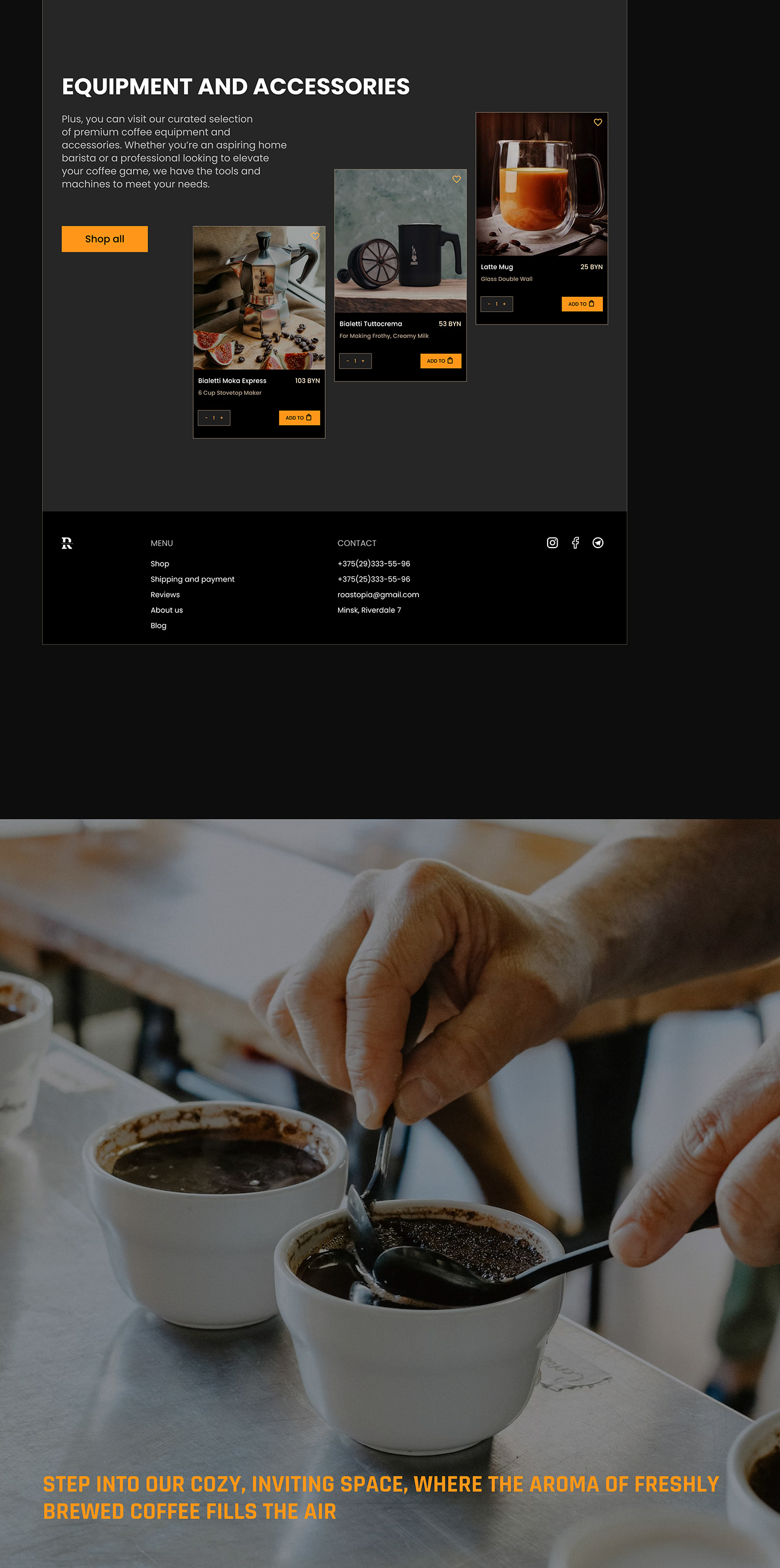 Coffee coffee shop Figma Web Design  store ux/ui Website user experience app design Web