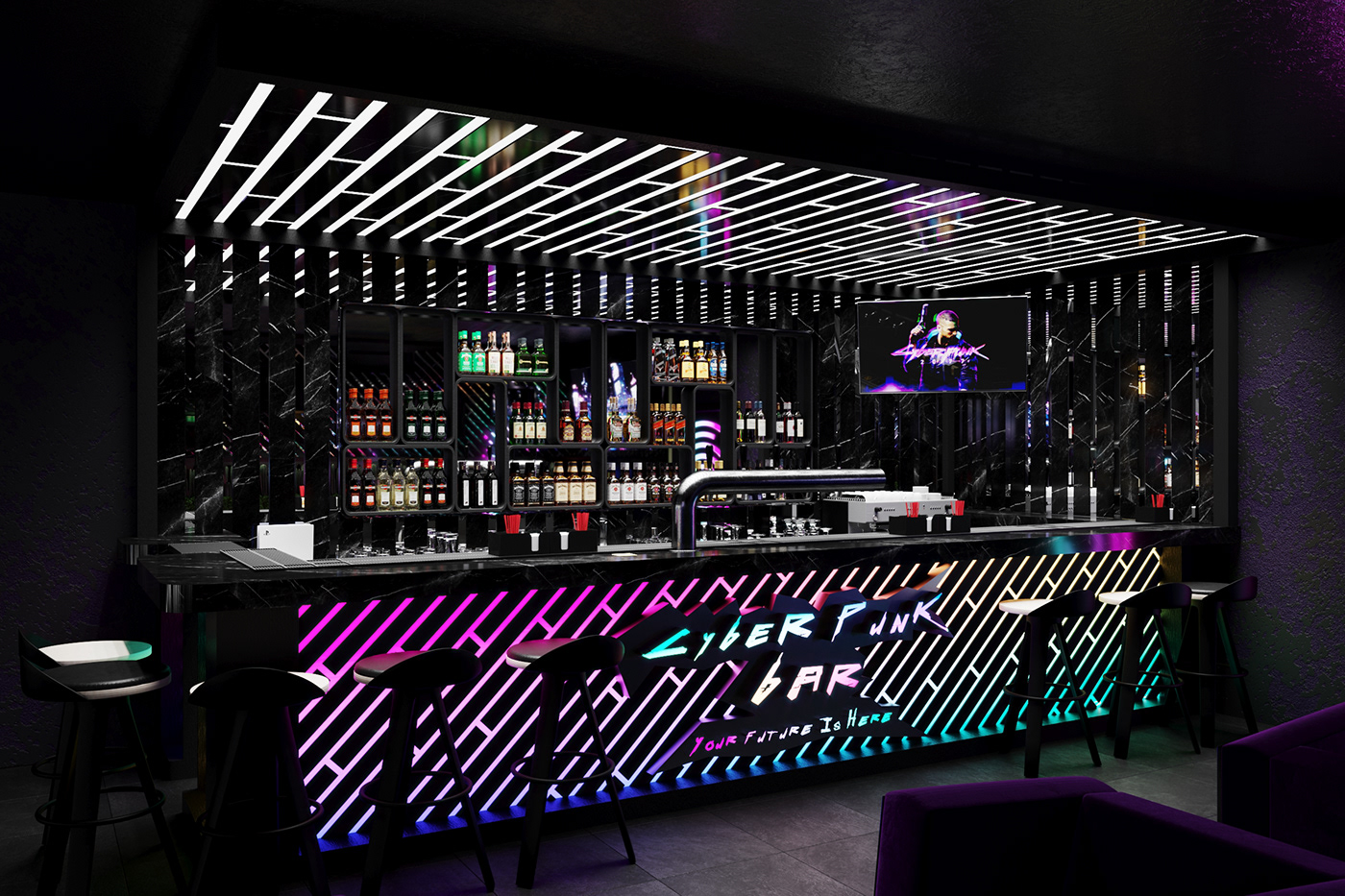 bar club cyber cyberclub game vr vr club визуализация дизайн интерьера харьков