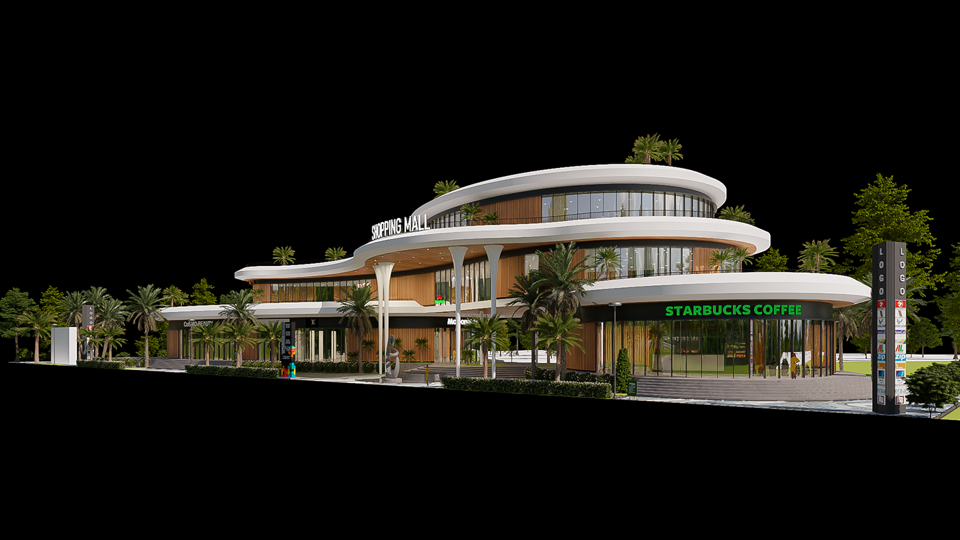 architecture 3D visualization exterior modern archviz Render Mall Center