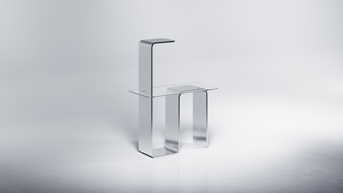 concept furniture glass metal product table clean furniture design  minimal product design 