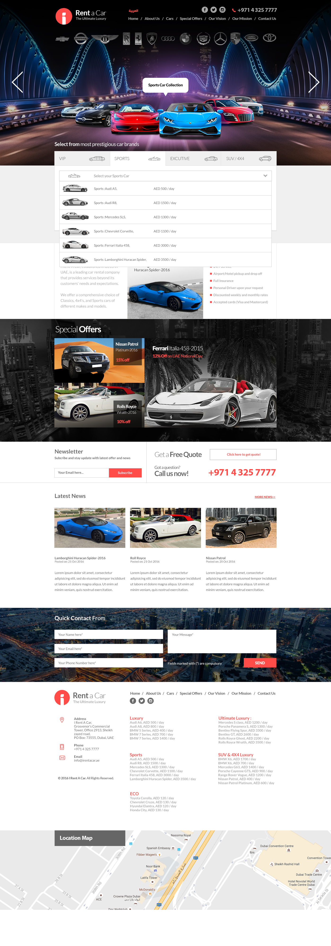 rent a car lamborghini mercedes user experience user interface design Porsche dubai Web designer web design dubai