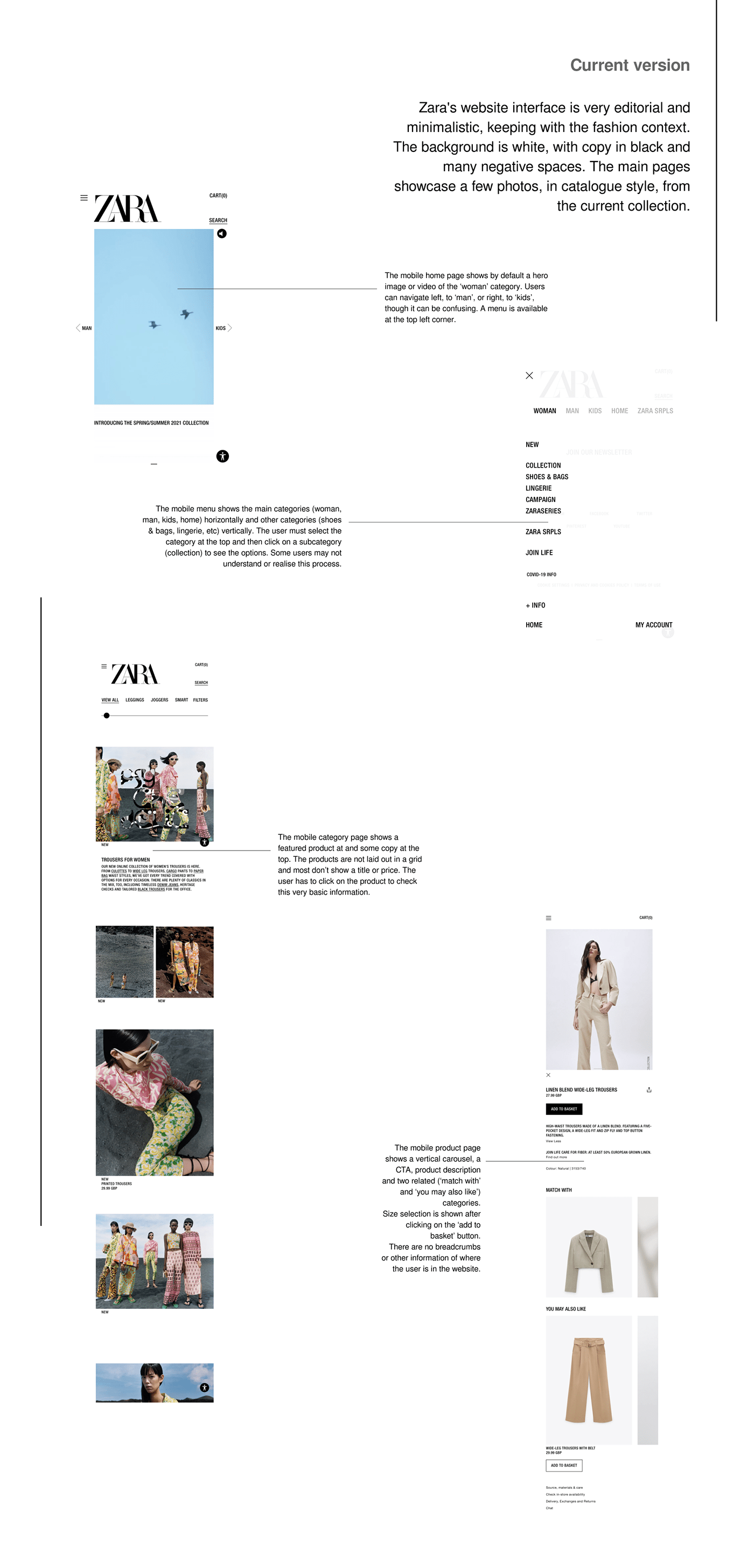 Case Study Ecommerce Mobile first Responsive UI ux Website zara user experience UX Research
