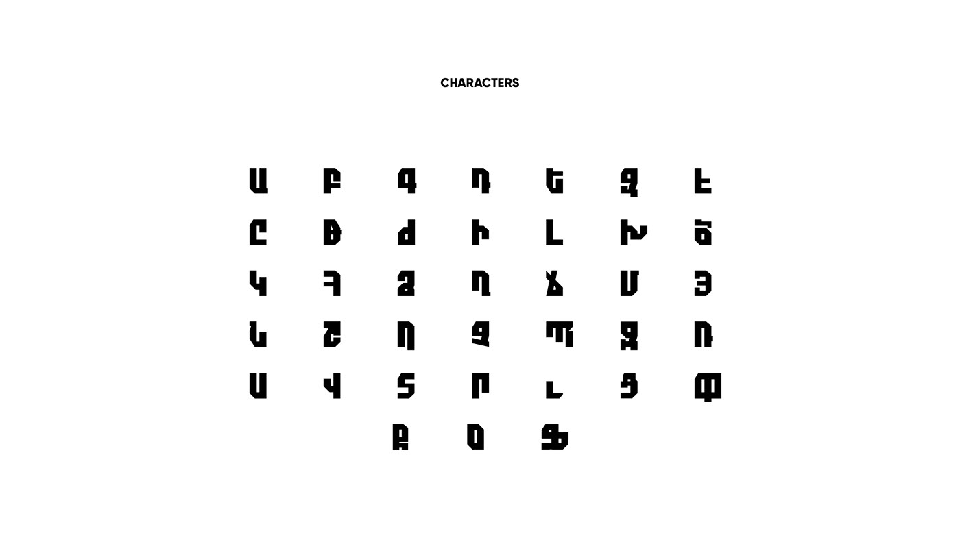 font Typeface Opentype truetype Calligraphy   Armenian alphabet Armenia animation  font design
