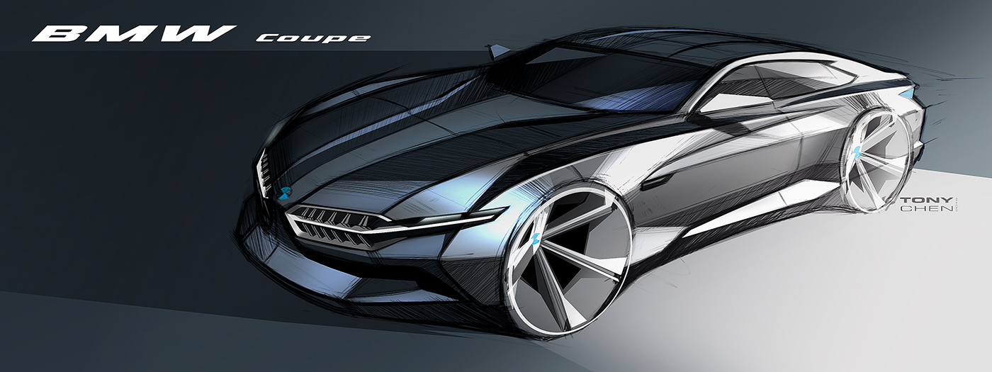 Art Center tony chen BMW Z4 Audi mercades sketch rendering lighting car design automotive   Transportation Design aston martin sketching