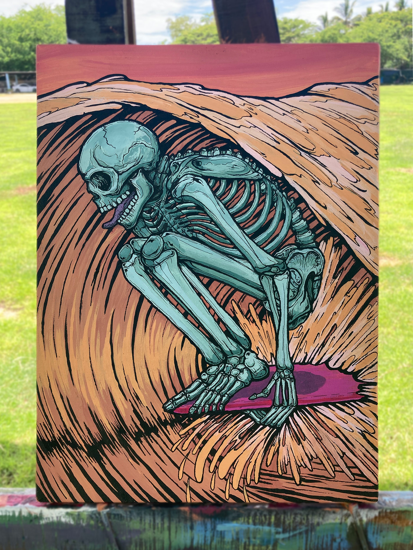 LONGBOARD OLA skeleton skull Surf surfboard swell tube wave