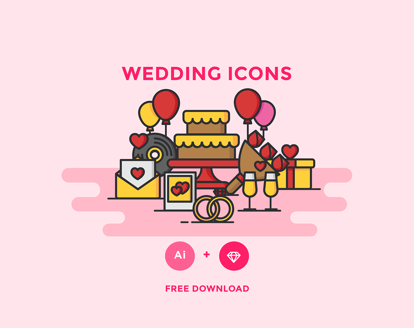 free icon Icon free download flat wedding flower valentines Love valentines day