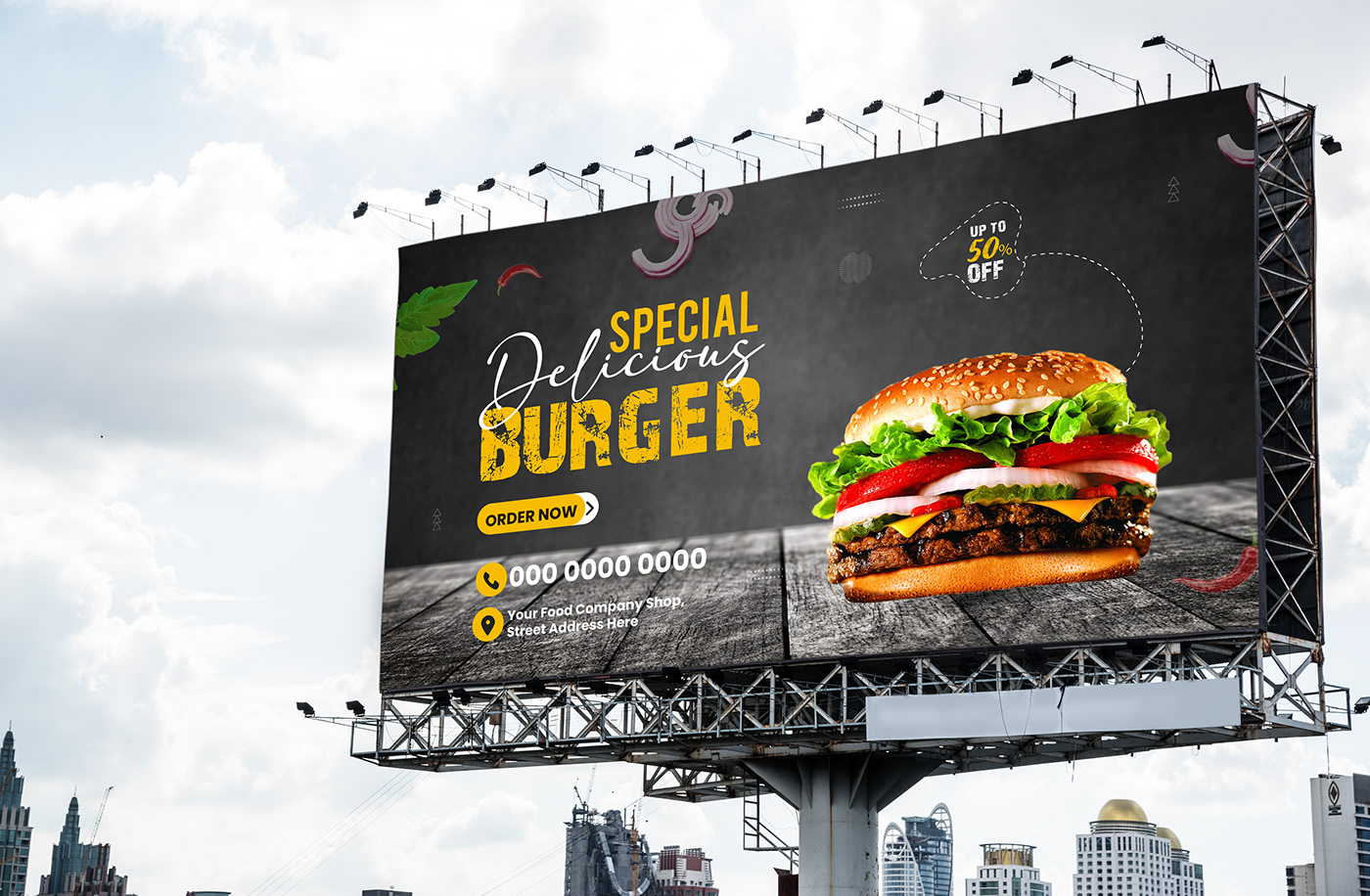 Billboard banner billboard design billboard signboard banner billboard designs restaurant visual identity Advertising  business billboard