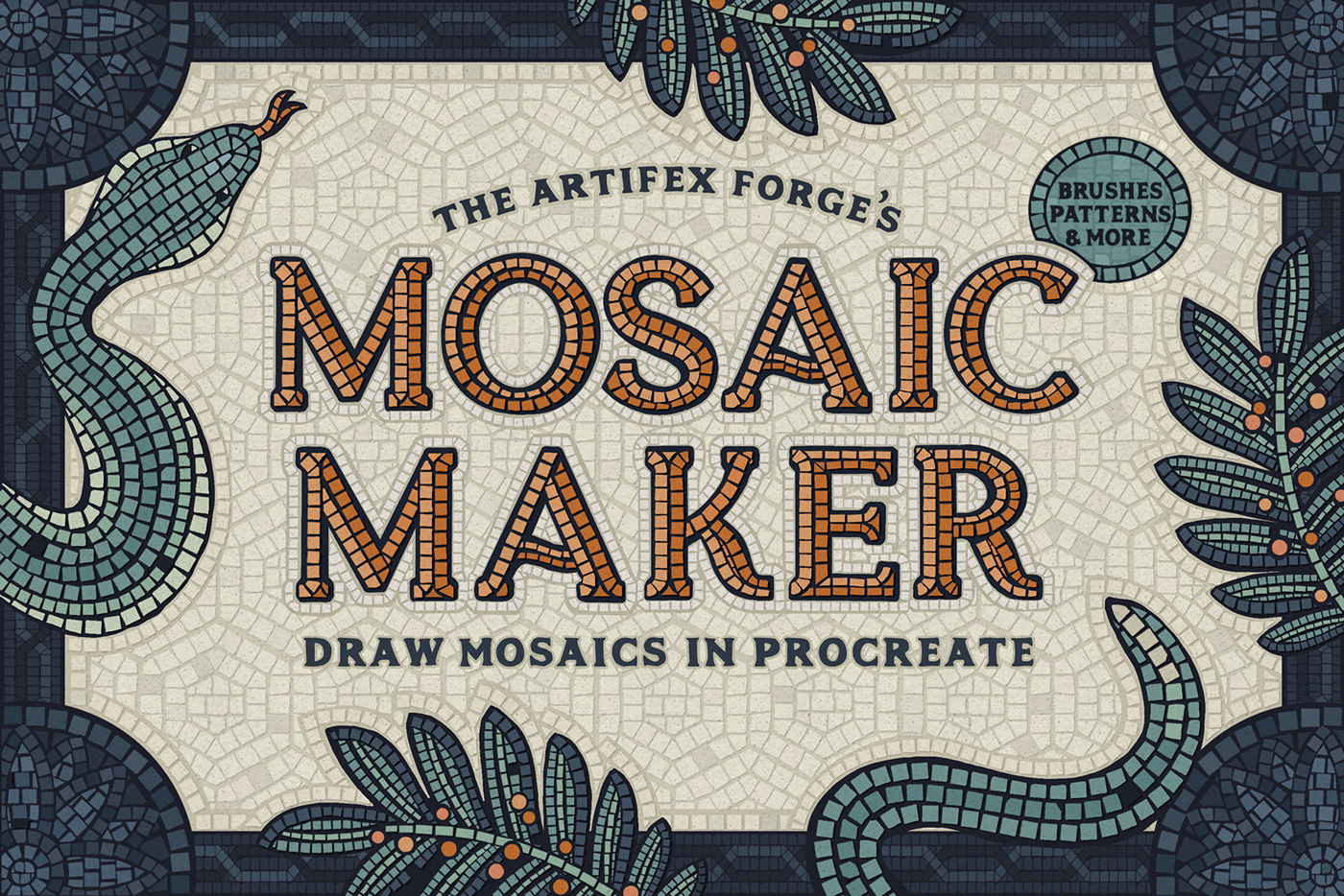 brush brushes fauxsaic mosaic mosaics Procreate snake snakes tile tiles