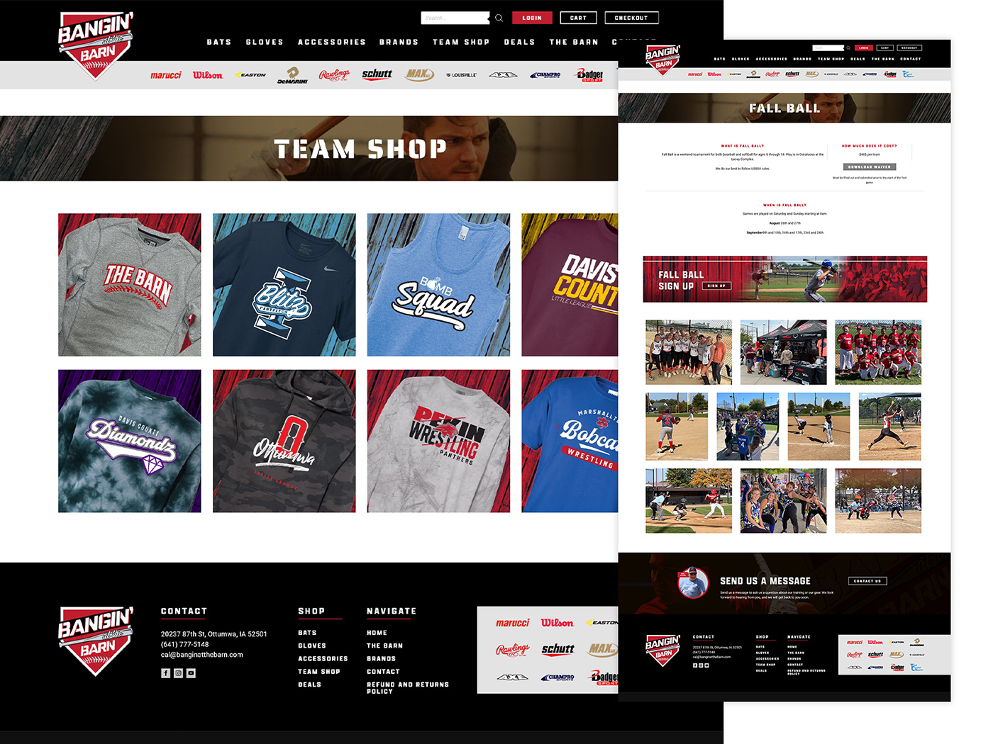 baseball softball sports website sports store Team website Athlete website barn website baseball website softball website