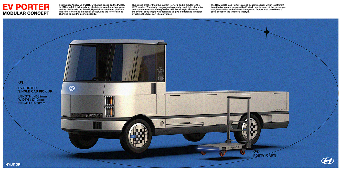car design graphic design  Hyundai industrial design  interior design  ioniq kia porter product design  Truck