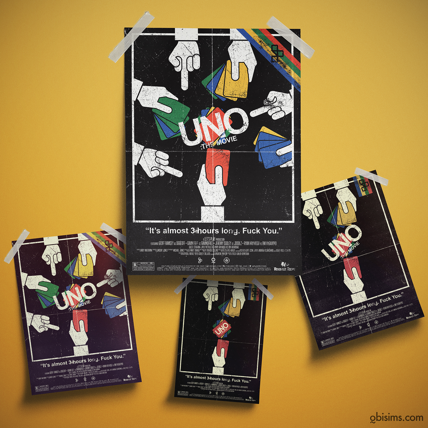 Rooster teeth UNO uno the movie poster free fan art obi sims rudeboysims
