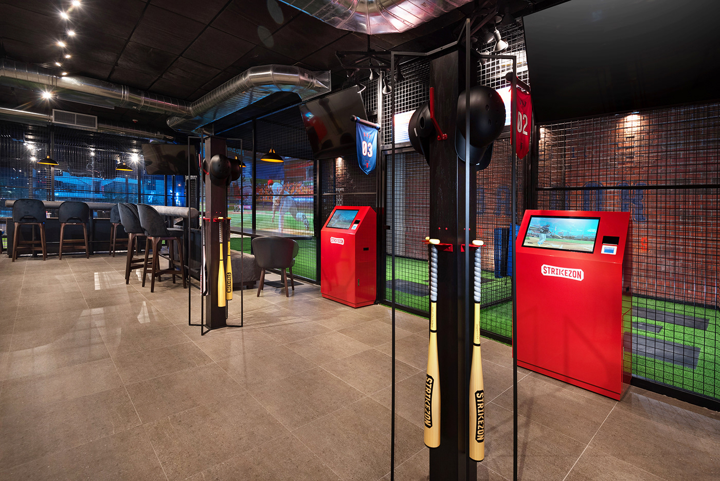 baseball bar restaurant simulator Isometric sports Sportsbar monogram logo colorful