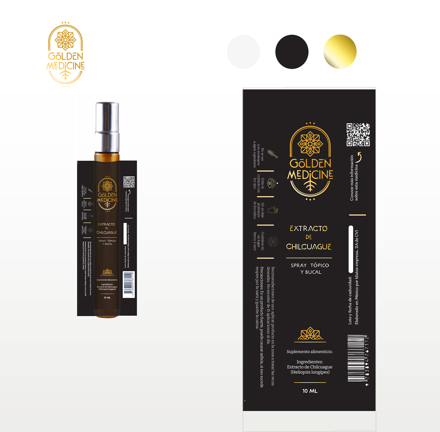 black design envase etiqueta gold Label medicine natural medicine plants product design 