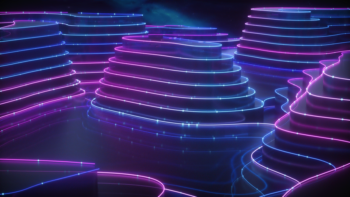 cinema4d Landscape neon octane pink Render Scifi violet