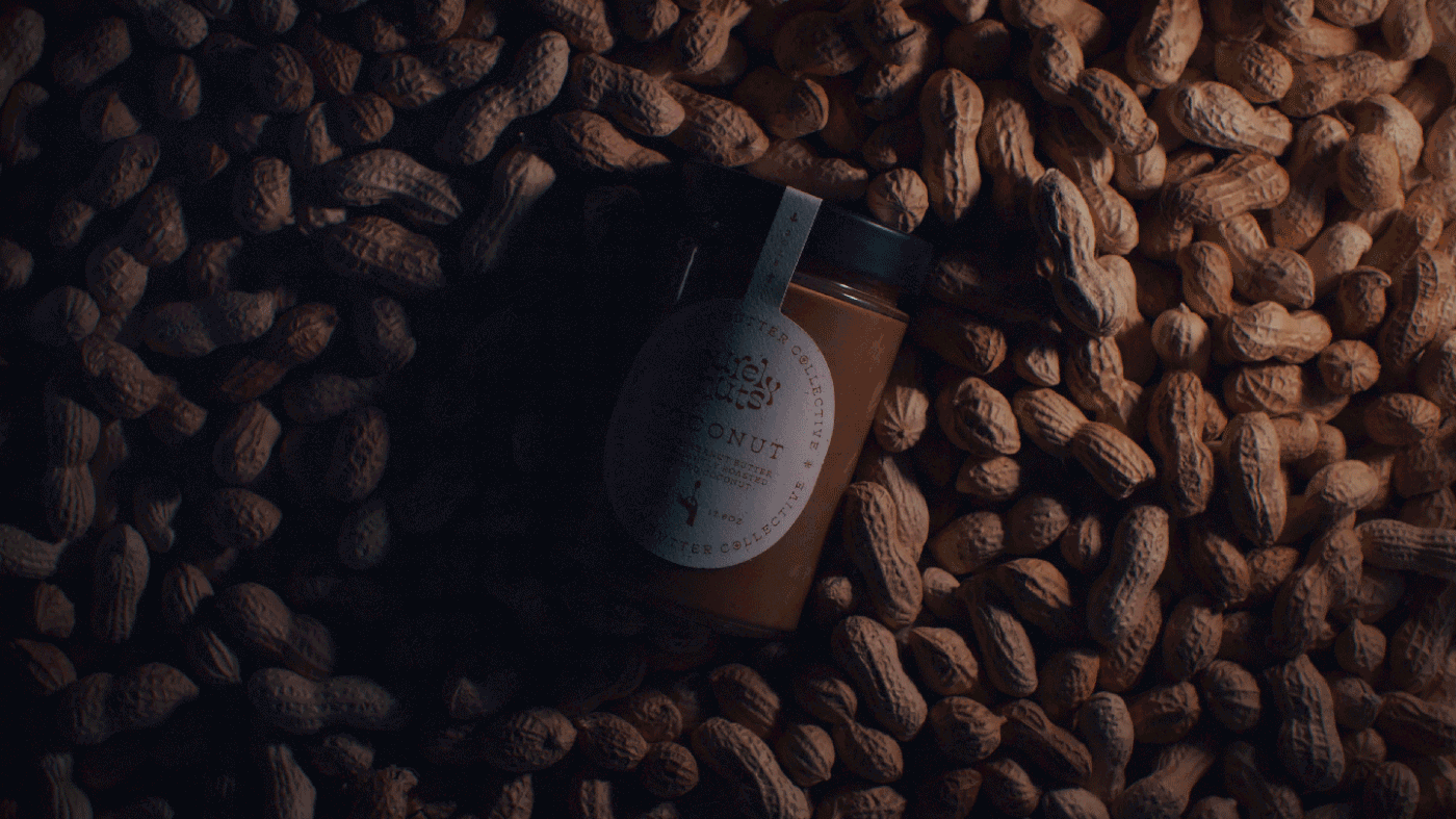 brand identity Label label design lighting Packaging peanut butter Product Photography still life typography   videography