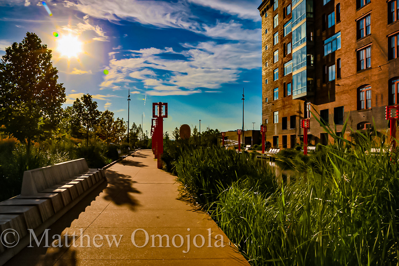 downtown omaha walkable park Riverfront Park sunrise Nebraska Yinka Shonibare Jun Kaneko
