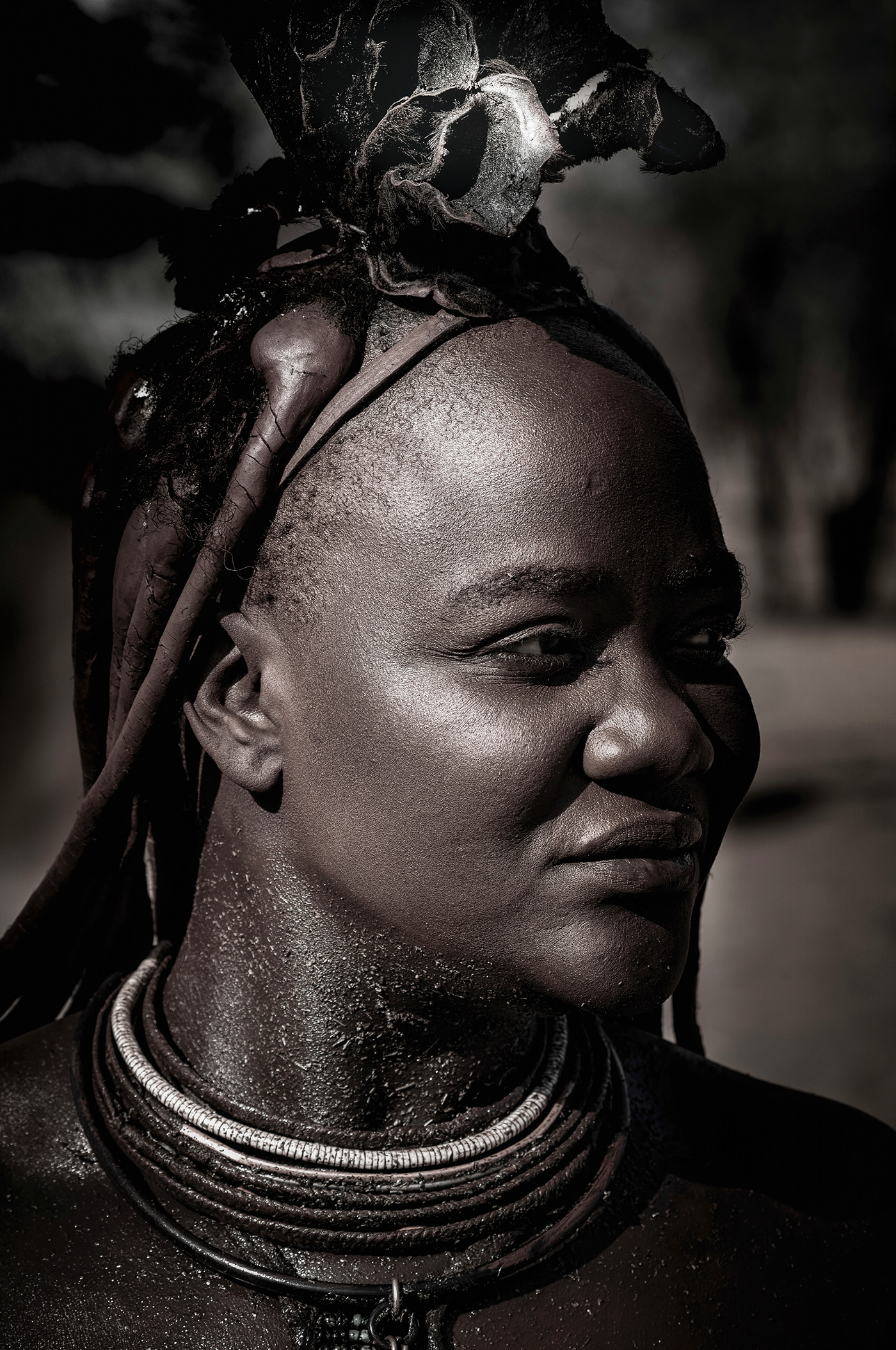 africa close up himba human Namibia Ovahimba triba portrait sepia woman