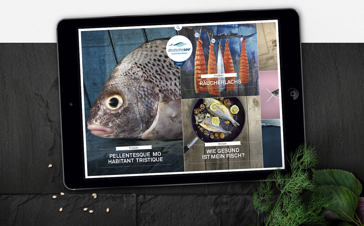 corporate fish Food  magazine Brand Design interactiondesign explorative parallax cooking navigation receipe Awards Responsive