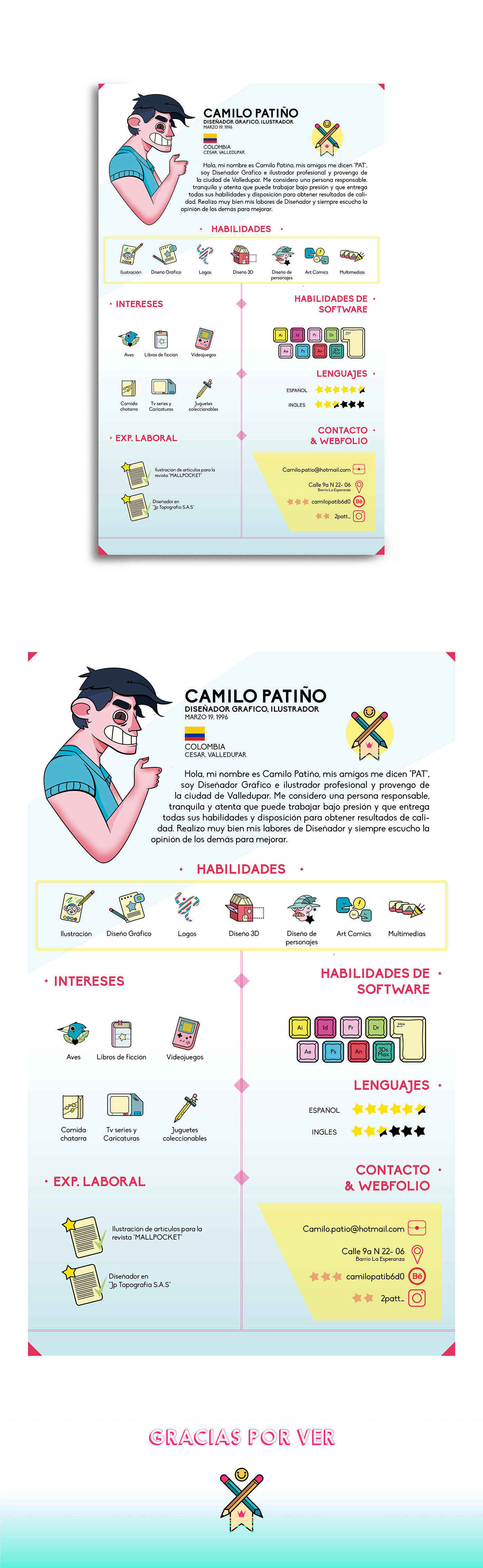 Curriculum Vitae me ilustration colombia valledupar diseño gráfico Work  personal