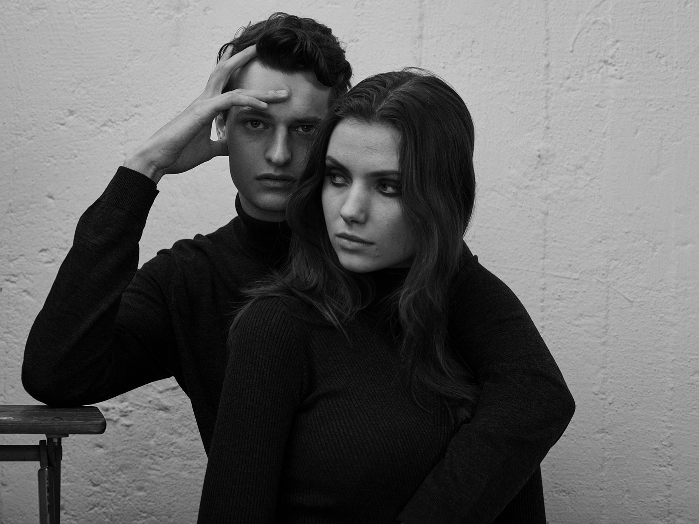 models couple black and white studio Fashion 