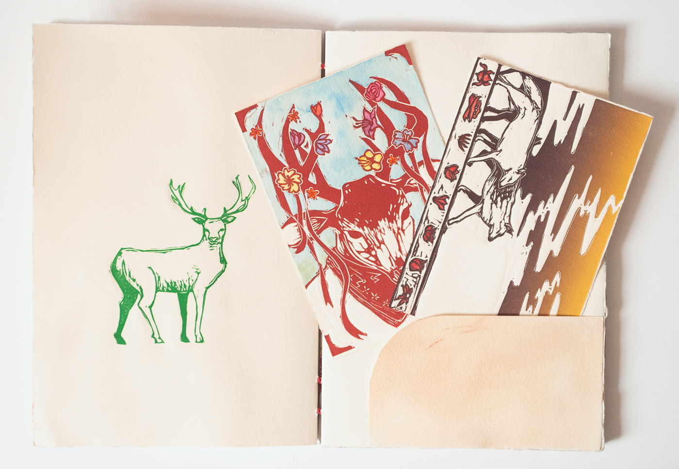 Bestiary bear Artists' Book Travel Journal printmaking deer