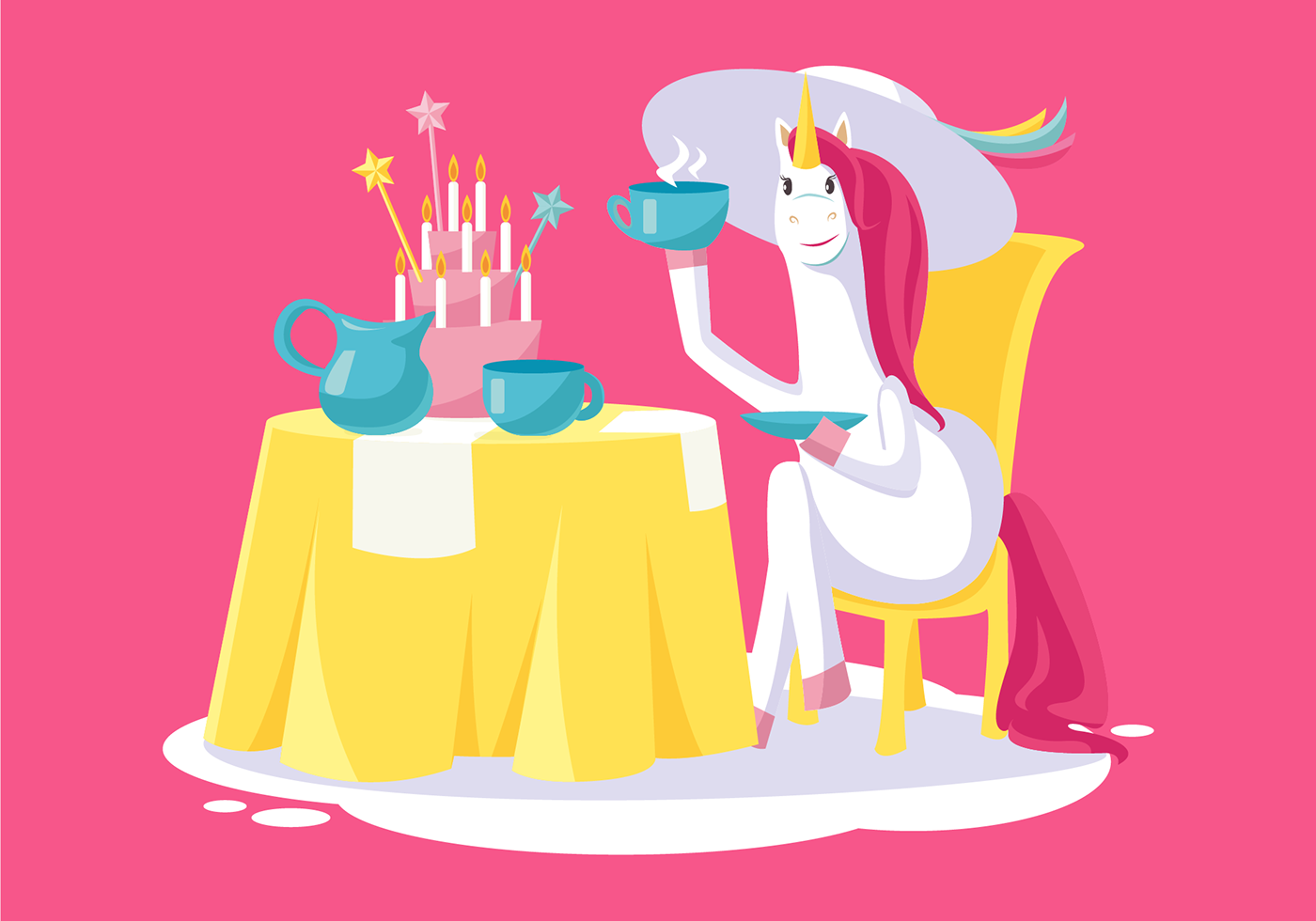 cartoon digital illustration Character design  concept art unicorn rainbow cute birthday party celebration party
