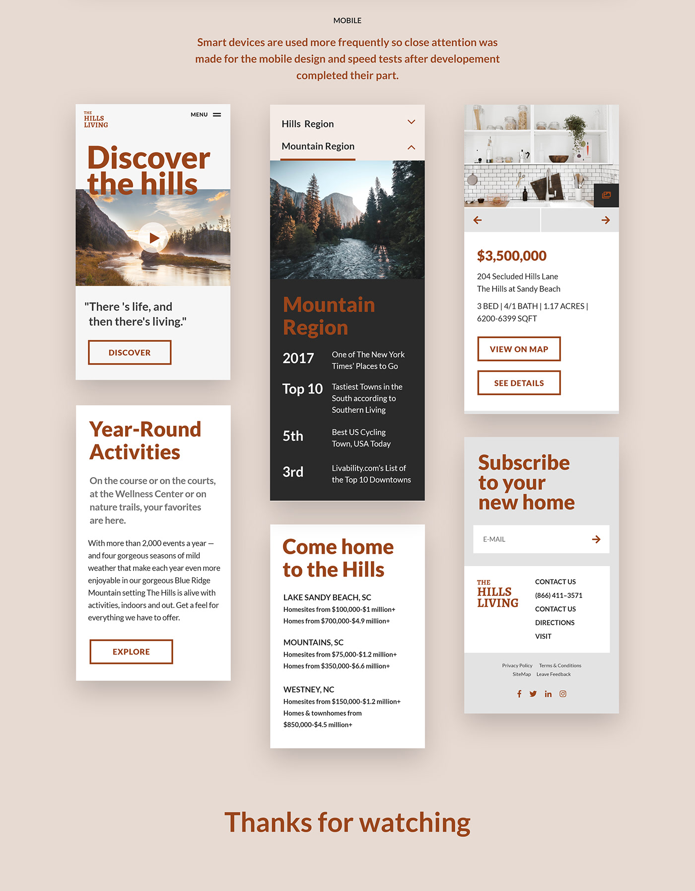 Webdesign interaction community redesign UI/UX real estate home page burnt orange
