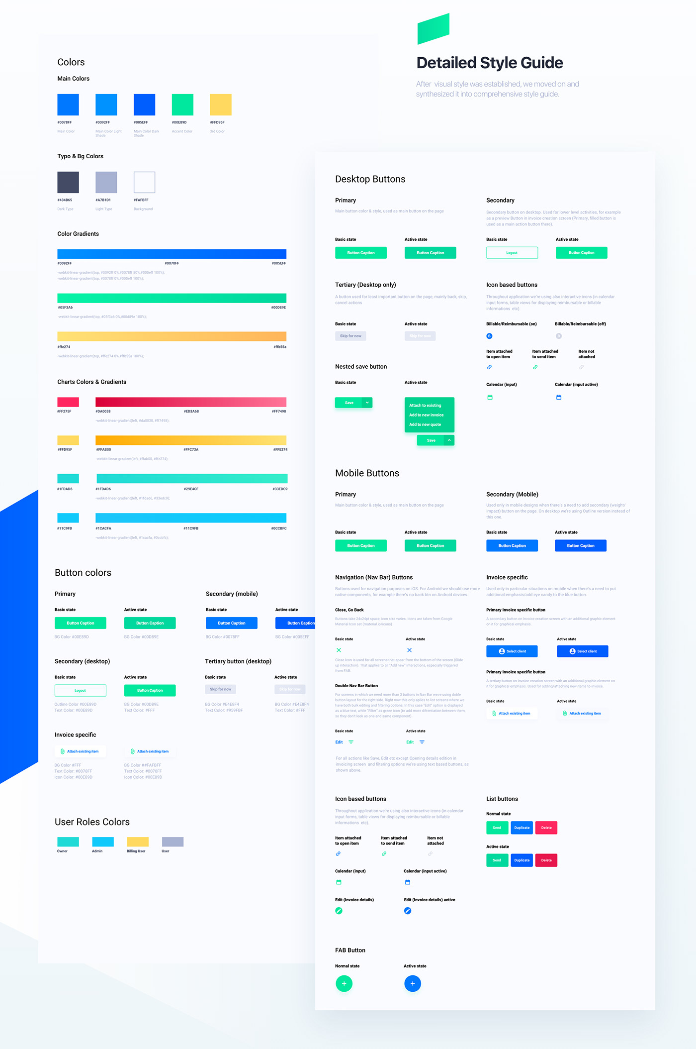 CRM finance invoice SAAS mobile Web product application Charts Style Guide