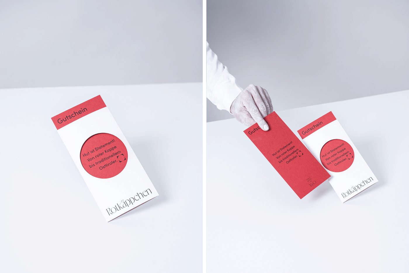 Advertising  bag business card Corporate Design Corporate Identity hat Photography  Product Photography red rotkäppchen