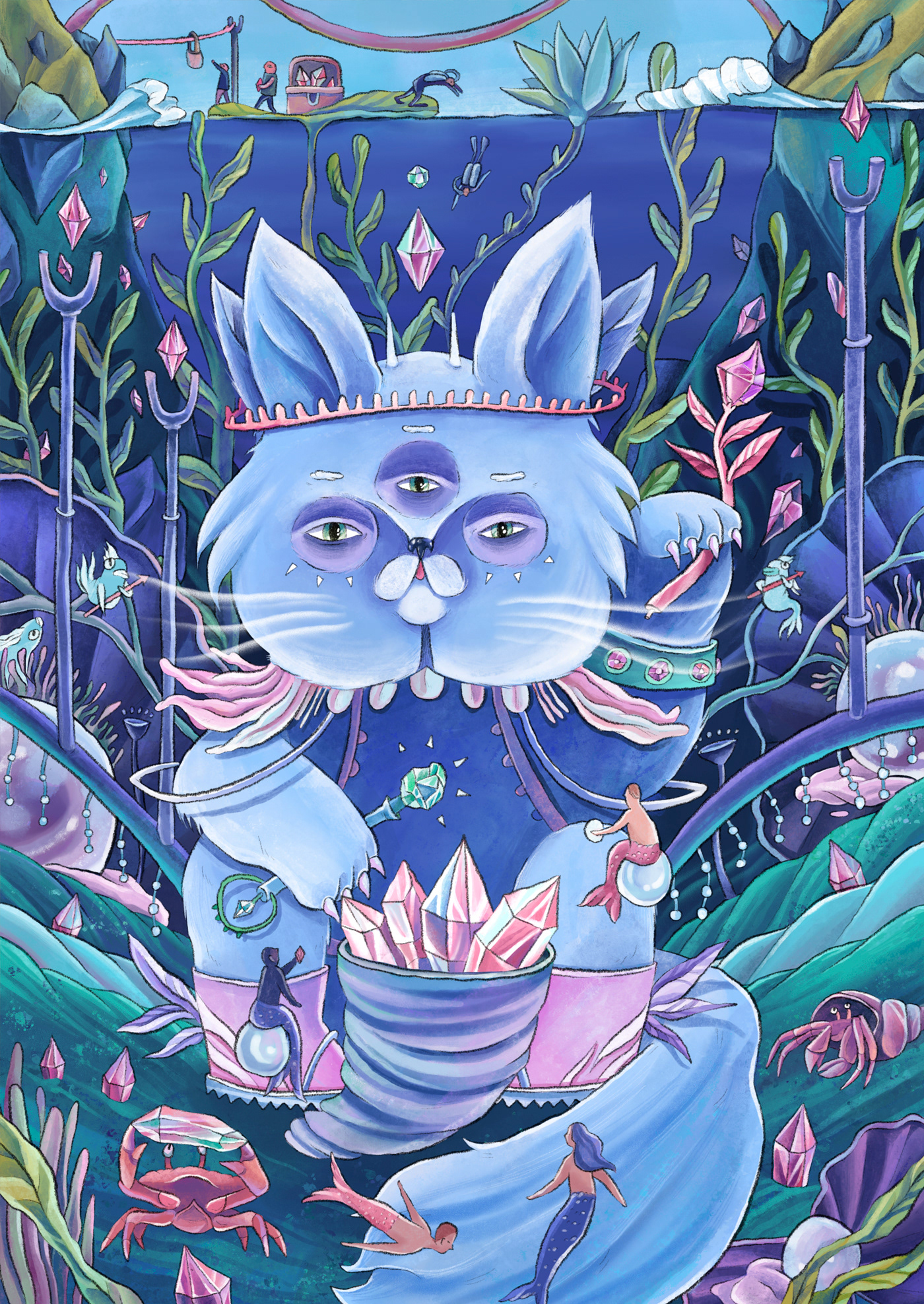 abstract animal Cat Character cute fairy tale fantasy ILLUSTRATION  Nature surreal