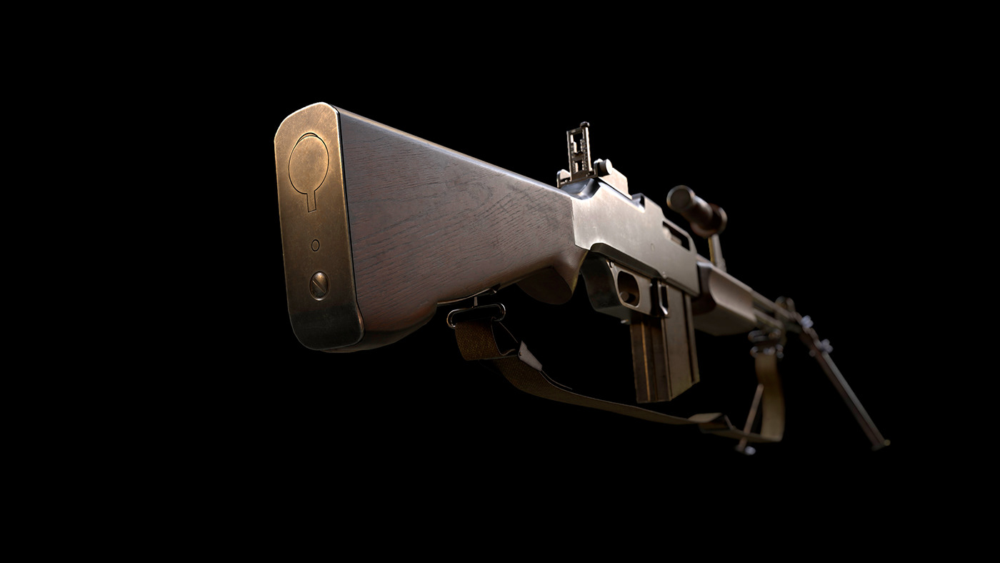 rifle Gun Weapon 3D Render blender 3d modeling Substance Painter browning